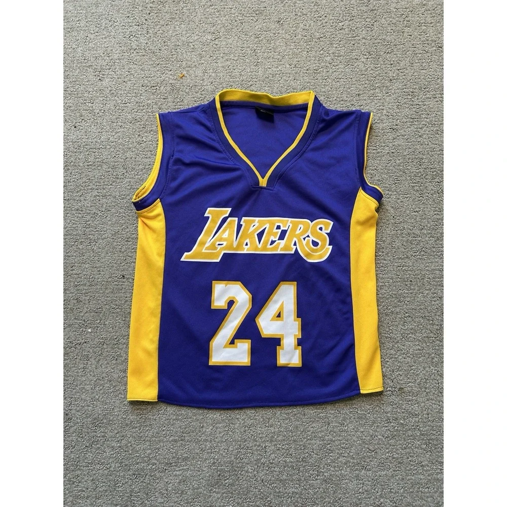 NBA Jersey Kids XL Purple Kobe Bryant 24 Lakers Basketball Mesh Sleeveless